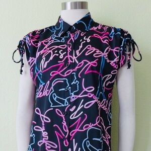 Karl Lagerfeld Paris Size 2X Neon Lights Printed Dress Multicolor